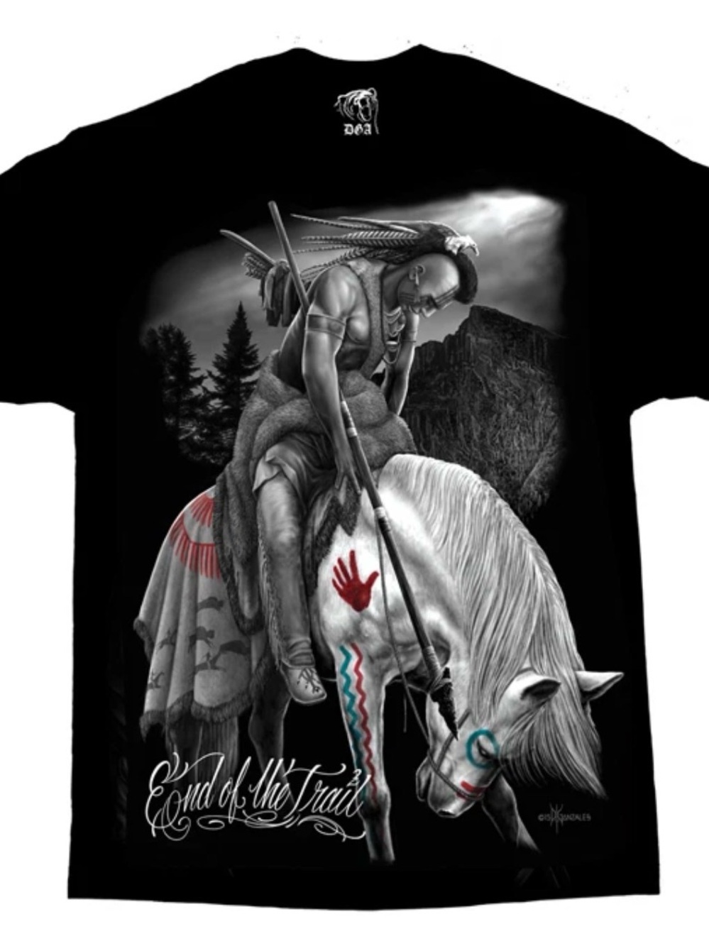 DGA Native Rider Graphic Tee — Black with White, Red & Teal Artwork size 2XL
